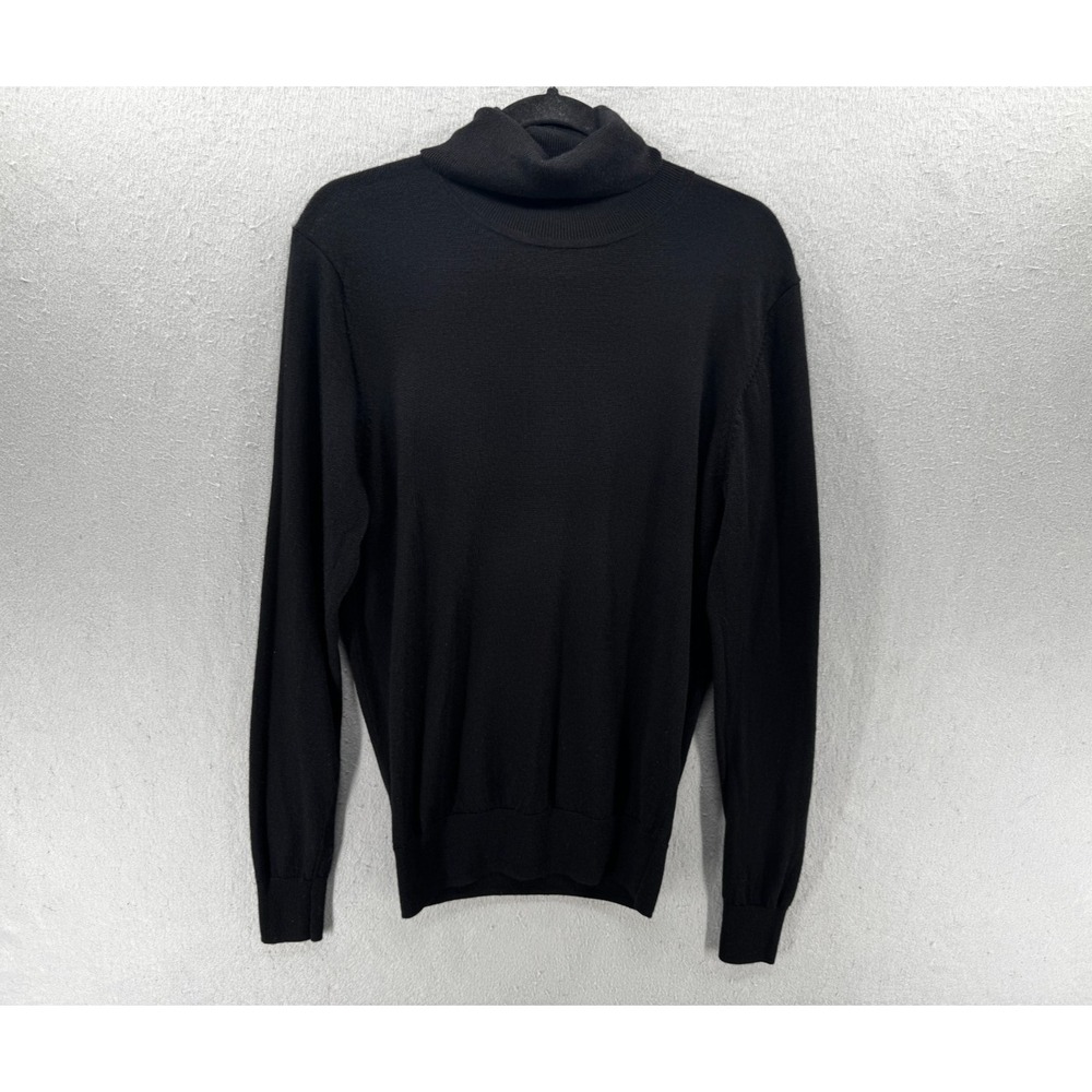 MUJI Sweater Womens Size S Black 100% Wool Turtleneck Neutral Minimalist Cozy